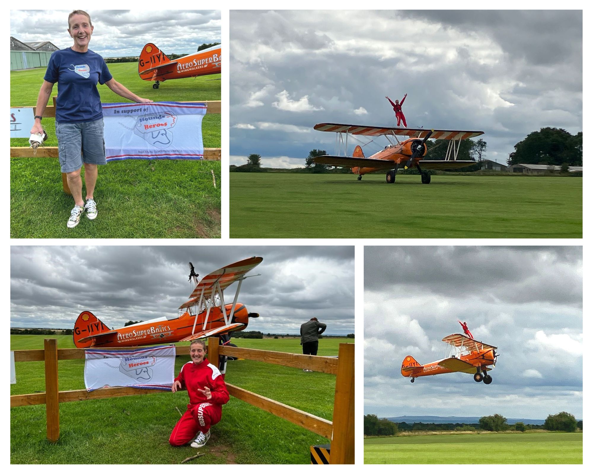 Photo collage of a lady wing walking.
