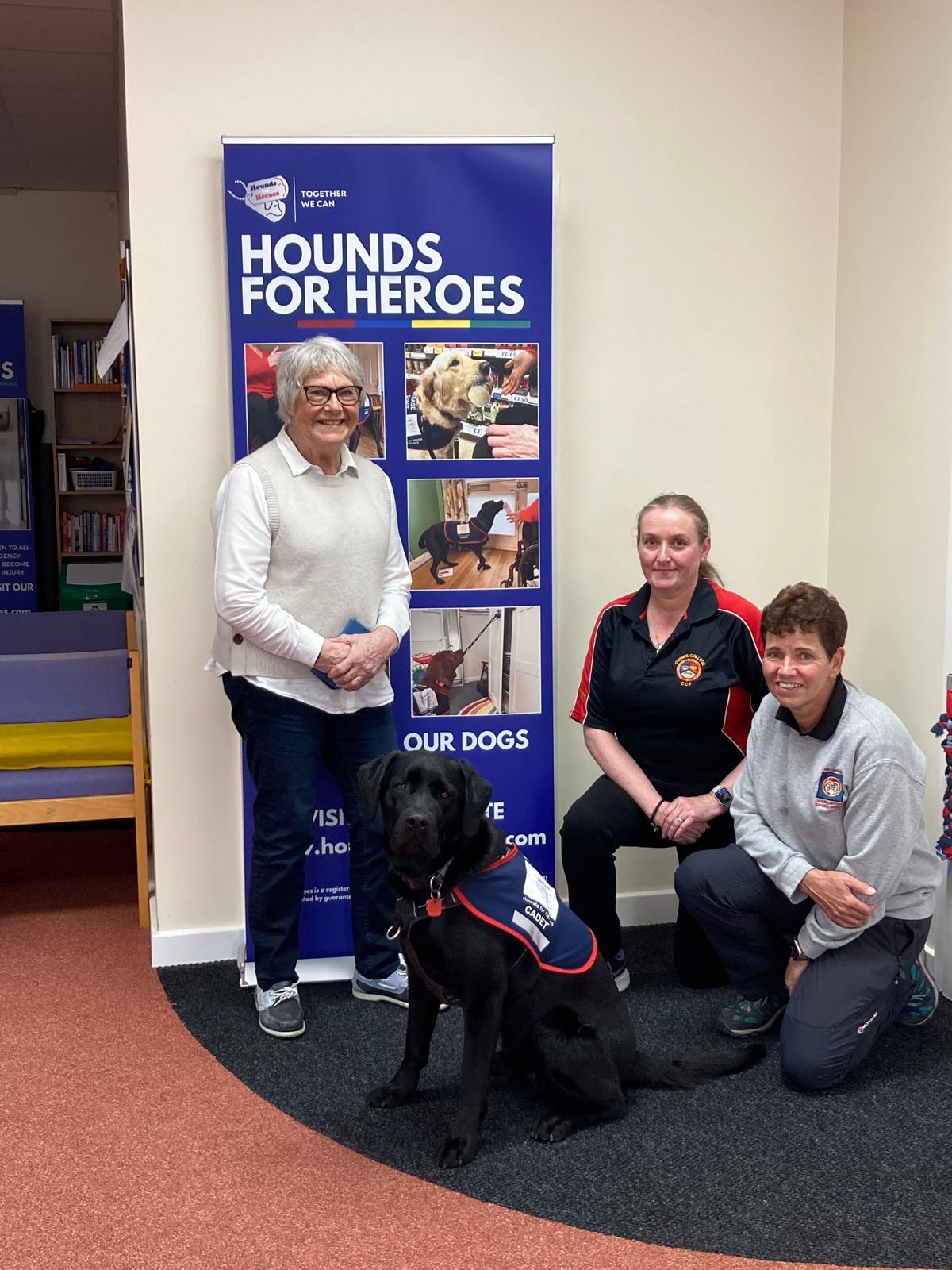 Assistance dog in training Warrior meeting visitors at Hounds for Heroes HQ