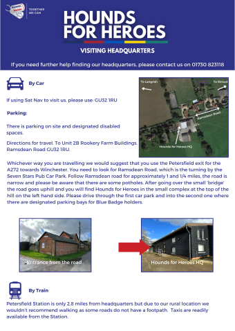 Directions to Hounds for Heroes Headquarters