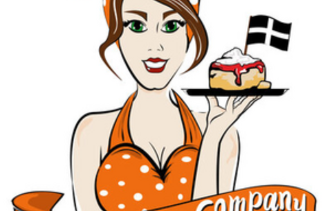 Cornish Scone Company Logo - Lady holding scone on a plate